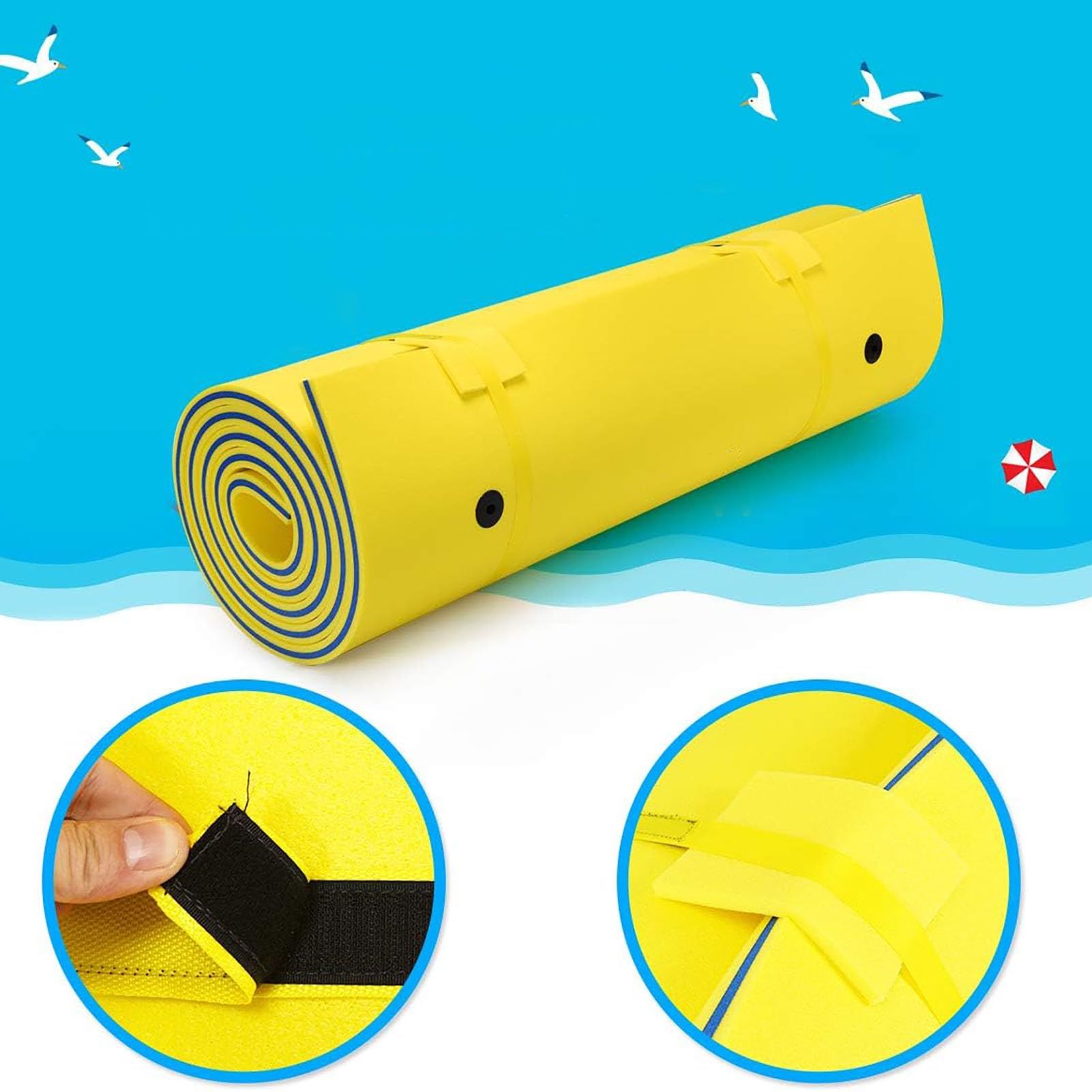 Tapis d'eau flottant pour lacs et piscines - Flotteur de piscine en mousse résistant aux déchirures - Taille XL - Pour s'amuser en famille à la plage, dans l'océan et en bateau