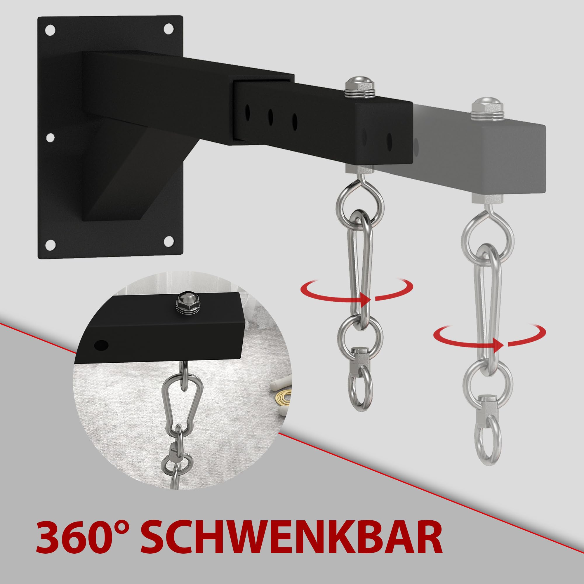 SPORTNOW Boxsack Wandhalterung Boxsack Ständer Einstellbare Boxsack Halterung für Punch Bag, Sandsack, Stahl, Schwarz