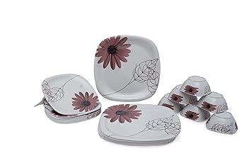 Melamine 18 Pieces Dinner Set Heat-Resistant 6 Dinner Full Plates/ 6 Quarter Plates/ 6 Bowls