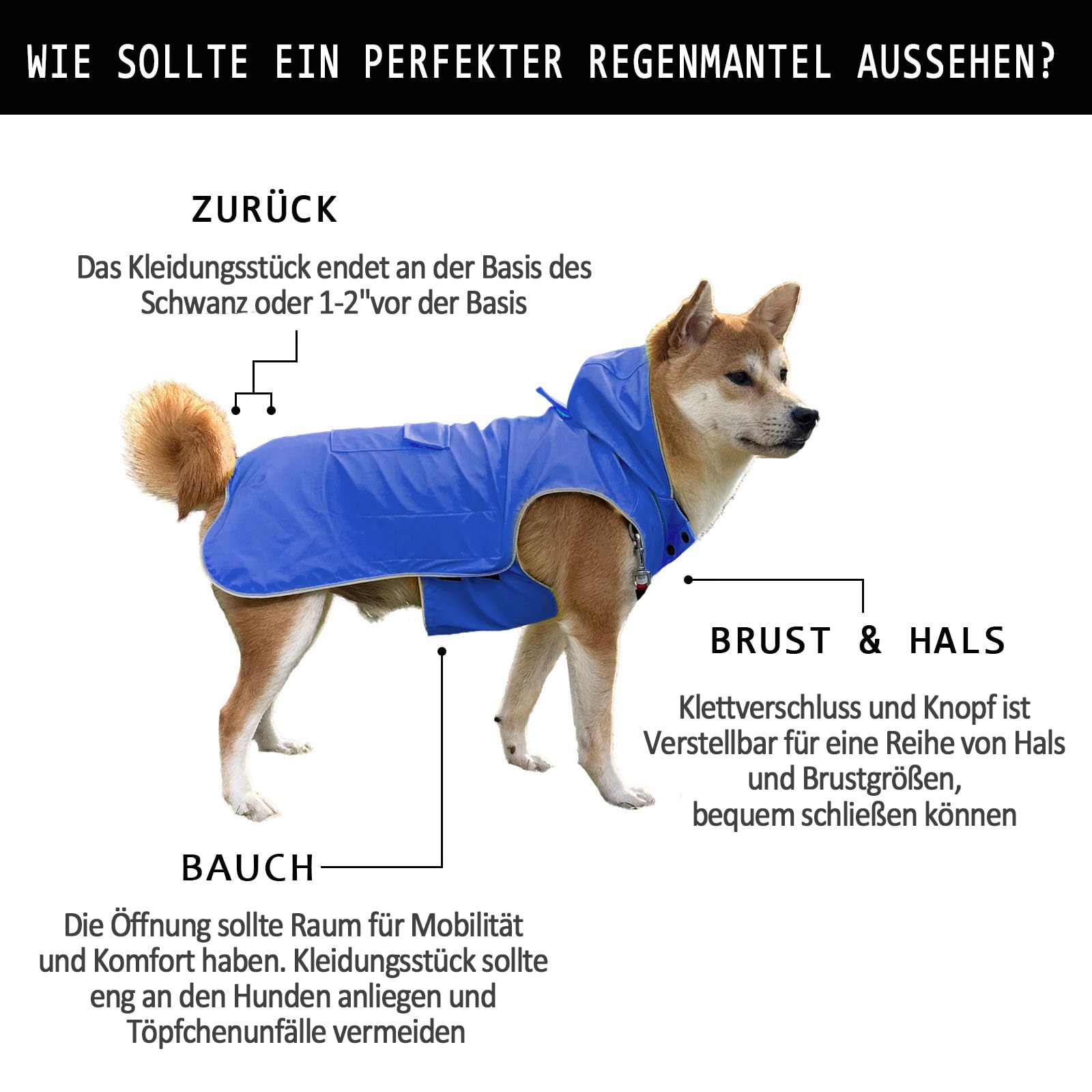 Impermeable para perro, no rígido, súper suave, reflectante, ajustable, fácil de llevar, agujero para correa para perros S a XXXXXL (azul, XXXXXL)