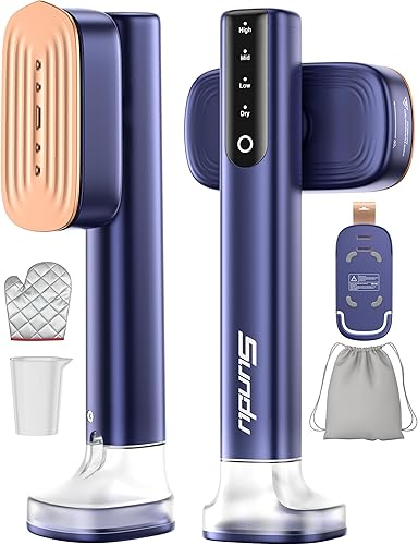 Vaporizador portátil de mano para ropa, calentamiento rápido de 15 segundos, tanque de 6.1 fl oz, guantes de planchado a vapor, 35 minutos de