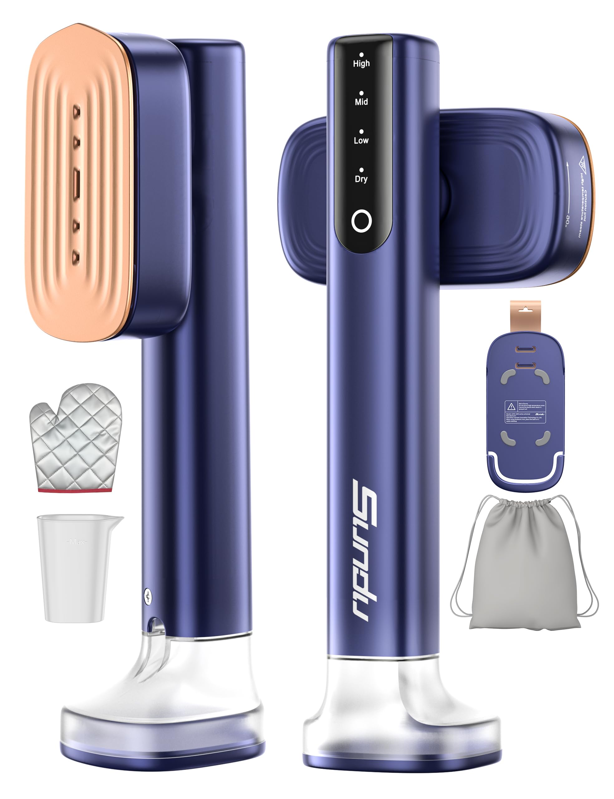 Steamer for Clothes Portable Handheld Garment Steamer,15s Fast Heat-up,180ml Tank,Steamer Ironing Gloves,35 Minutes of Continuous Ironing for Travel and Home(Navy Blue)