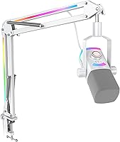 Vista 9 de Kit de micrófono de juego FIFINE, micrófono dinámico XLR/USB para PC con brazo articulado para grabación de podcast, juego de micrófono RGB