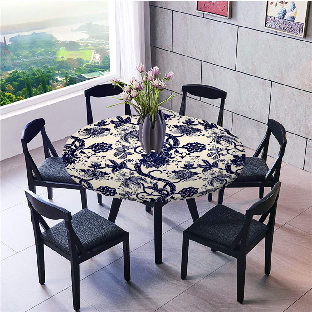 Tovaglia Rotonda Impermeabile Azzurra, 139,7 Cm, Rivestimento TPU, Antimacchia, Lavabile, Con Bordo Smerlato