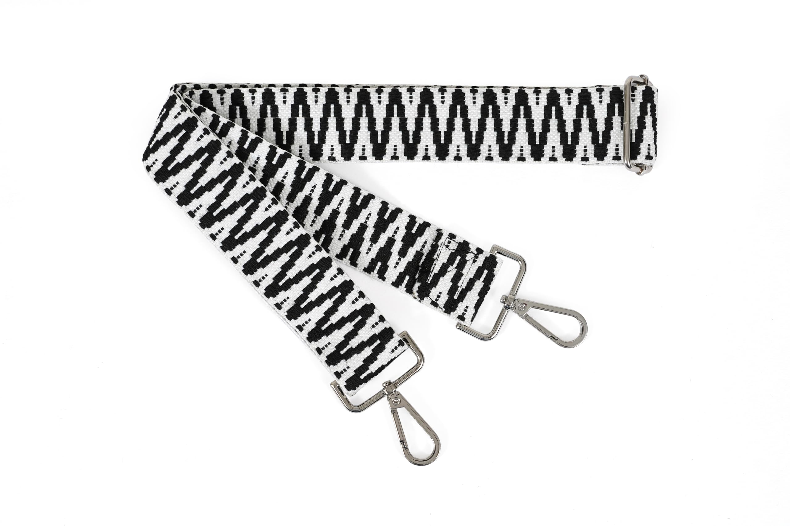 RHELON Stylish Sling Bag Strap with Silver Buckles 48LX1.5W Inch |Adjustable & Detachable Bag Strap for Men & Women |Crossbody Wide Shoulder Bag Strap for HandBags LaptopBag TravelBags | Black & White (B0CWPD1XB7) Amazon Price History, Amazon Price Tracker