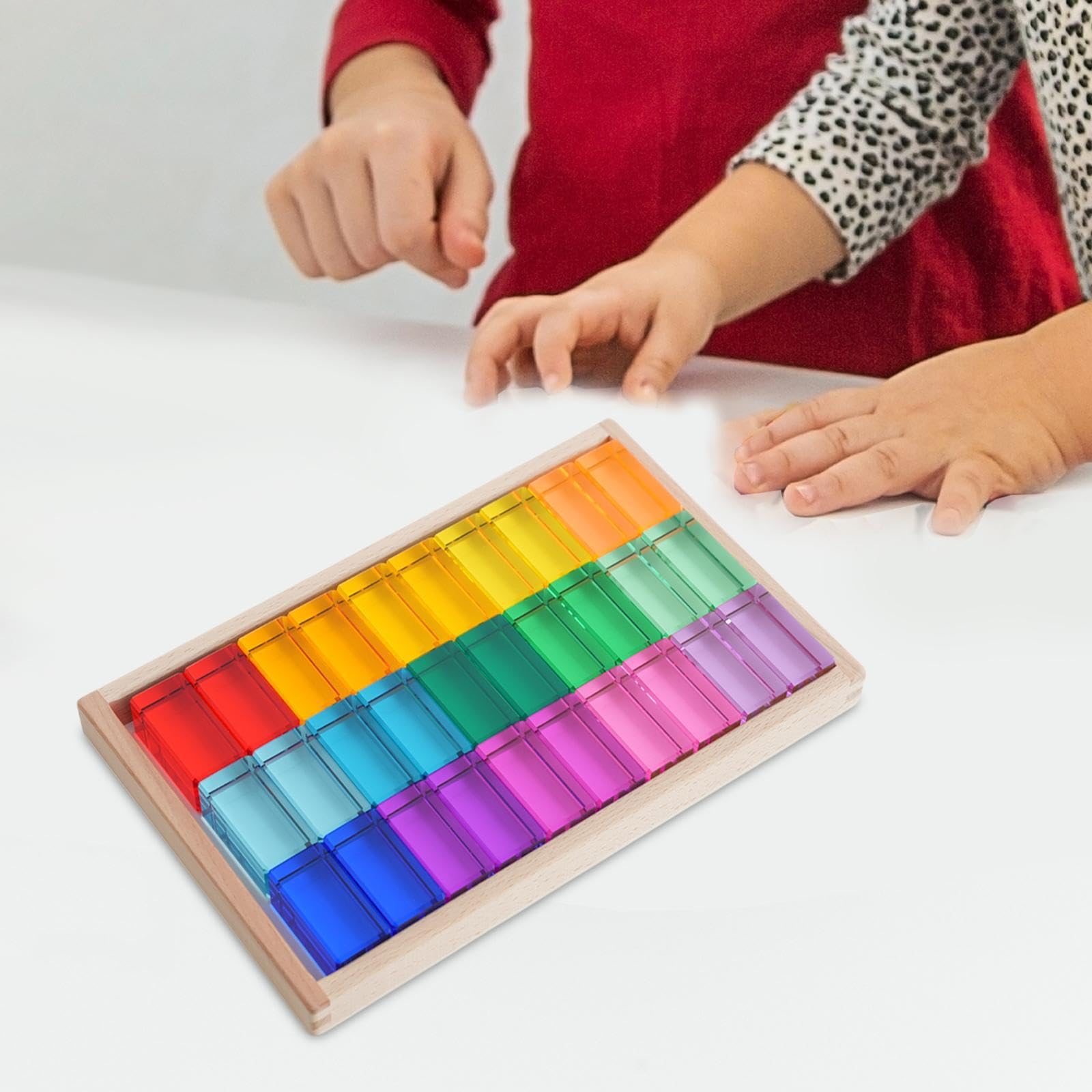 Set Di Blocchi Creativi In Acrilico E Legno | colorato, impilabile, educativo, include scatola