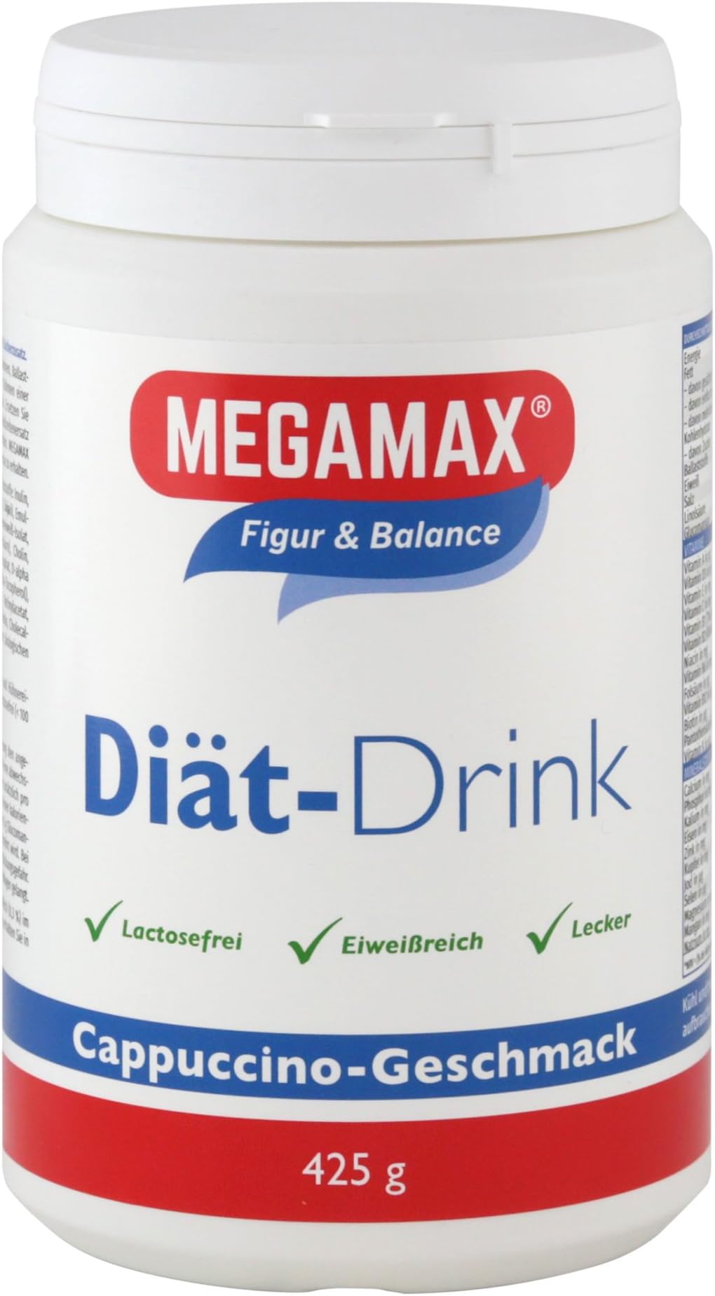 MEGAMAX Cappuccino Diet Drink Slimming Diet to Lose Weight and Reduce Fat Contents: 425g, equivalent to 17 servings