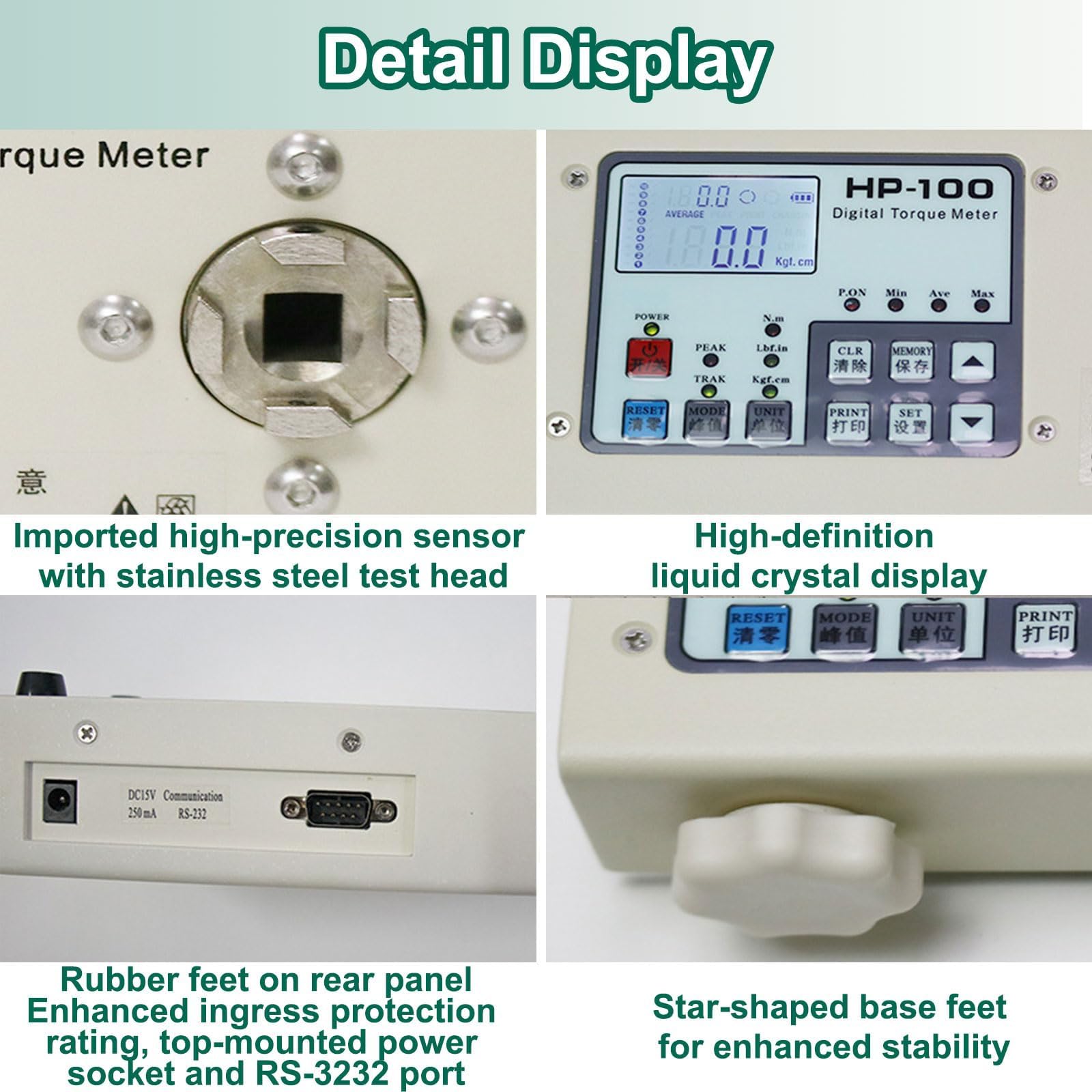 Misuratore di coppia digitale con 7 accessori per test di viti di precisione e chiavi, dinamometro adattatore di torsione portatile per misurazioni accurate da 0,04 a 10 N.m