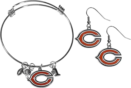 Vista 25 de Siskiyou Sports NFL womens Dangle Earrings and Charm Bangle Bracelet Set