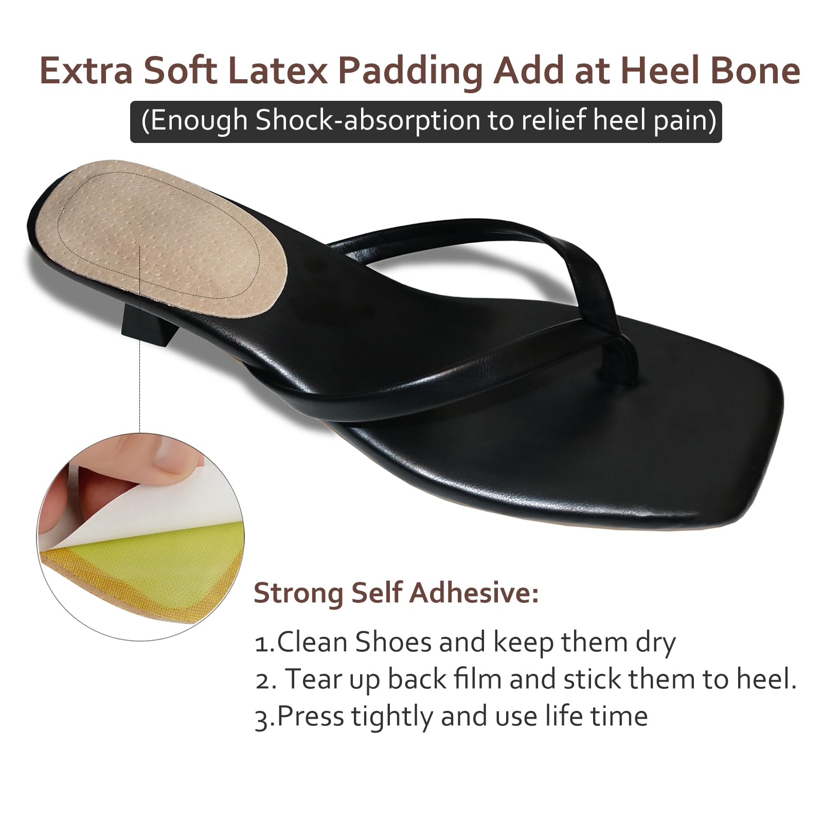 Almohadillas de talón de piel de cerdo para fascitis plantar, dolor de talón, espolón óseo y tendinitis de Aquiles, plantillas de soporte de talón, inserciones adhesivas de acolchado en el talón para