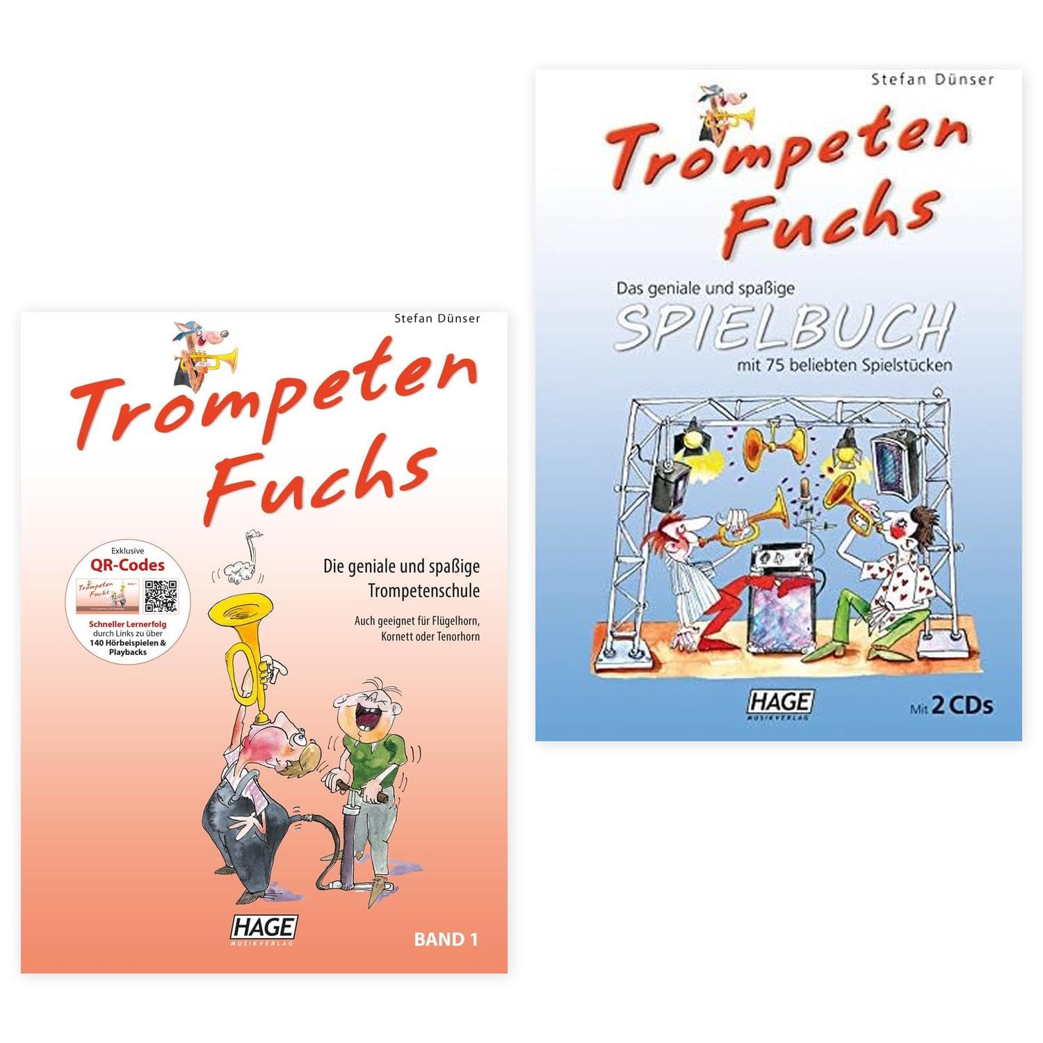 TrompetenFuchs 1 y libro de jugadas 1: (juego de inicio) con códigos QR – Trompetas Fuchs Band 1 (ISBN 9783866260788, 9783866262560) + paño de pulido Soundman para trompeta
