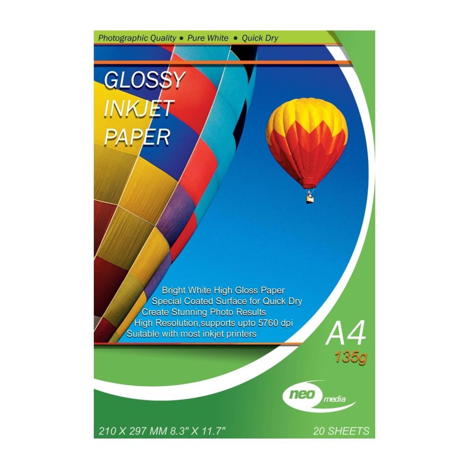 Neo Media Glossy A4 Inkjet Photo Paper 135gsm - 20 Sheets