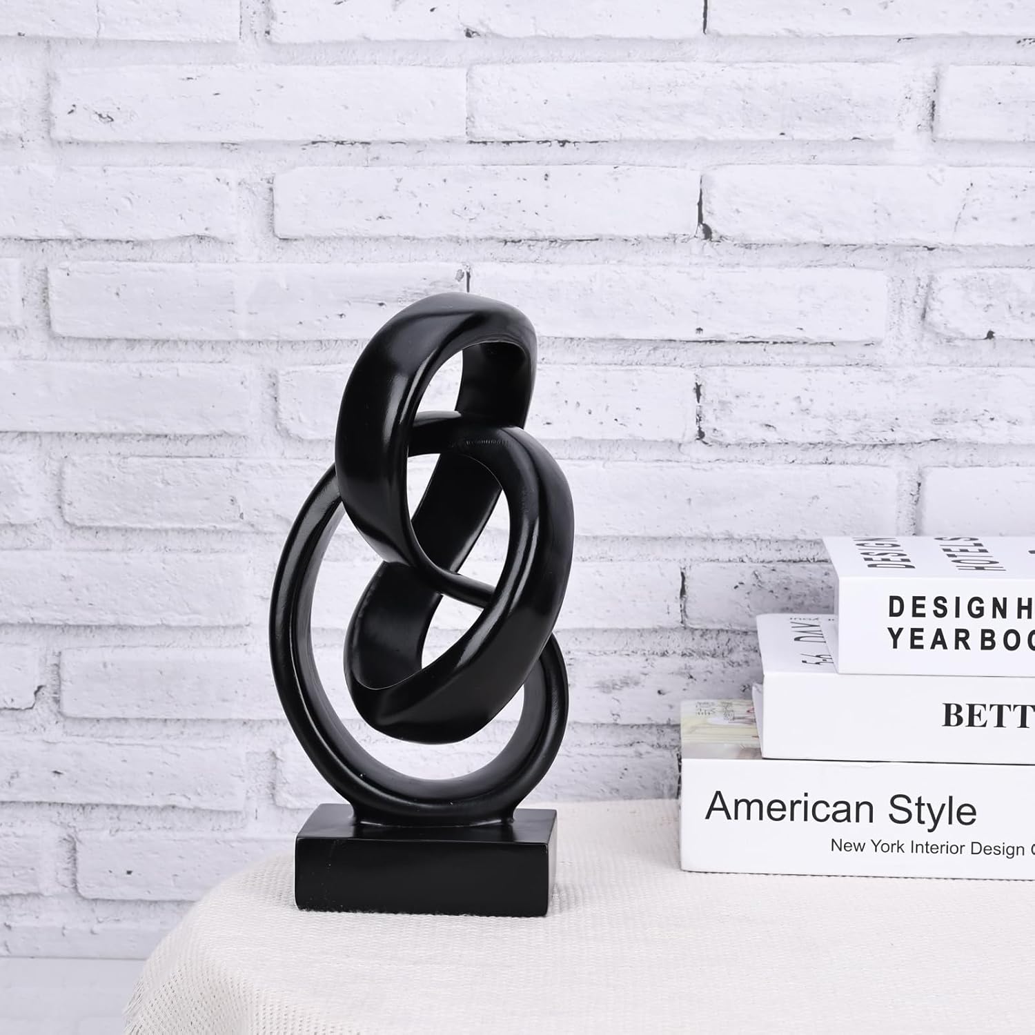 DOVDOV Abstract Black Knot Sculpture, Geometric Decor, Black Decorative Piece for Living Room Coffee Table or Bookshelf Top, Office Coffee Table or Entryway Console Decor. - Image 8