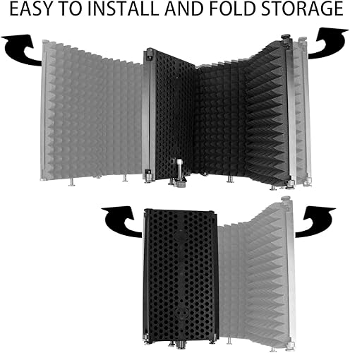 Miniatura 3 de Escudo de aislamiento de micrófono de grabación de estudio, filtro de reflexión de micrófono plegable portátil con protector de micrófono, espuma