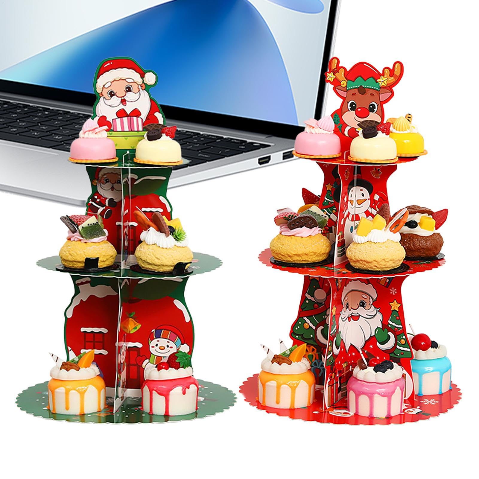 Présentoir cupcake Noël à 3 étages pour buffet de fête