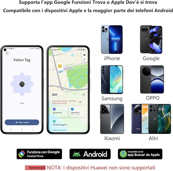 VOCOlinc Smart Tag Tracker Compatibile con Android Google Funzioni Trova o iOS Apple Dov'è App, Bluetooth Localizzatore Trova Oggetti per Chiavi/Portafoglio/Bagaglio/Zaino Borsa, 4 Pezzi Nero - 5