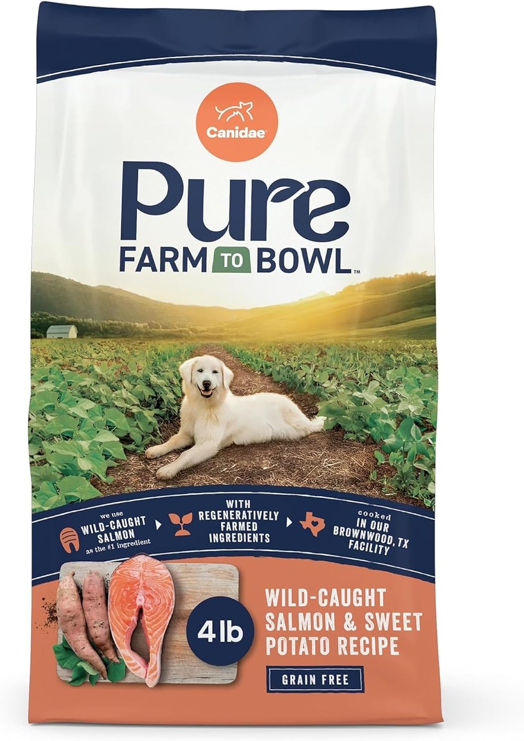 CANIDAE Pure Farm to Bowl, Wild-Caught Salmon & Sweet Potato, 4 lb