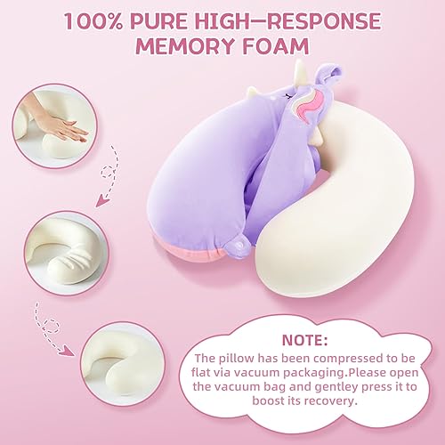 Miniatura 3 de Almohada de cuello para niños para viajar, almohada de viaje para niños con máscara de ojos, esenciales de viaje para niños pequeños para viaje por