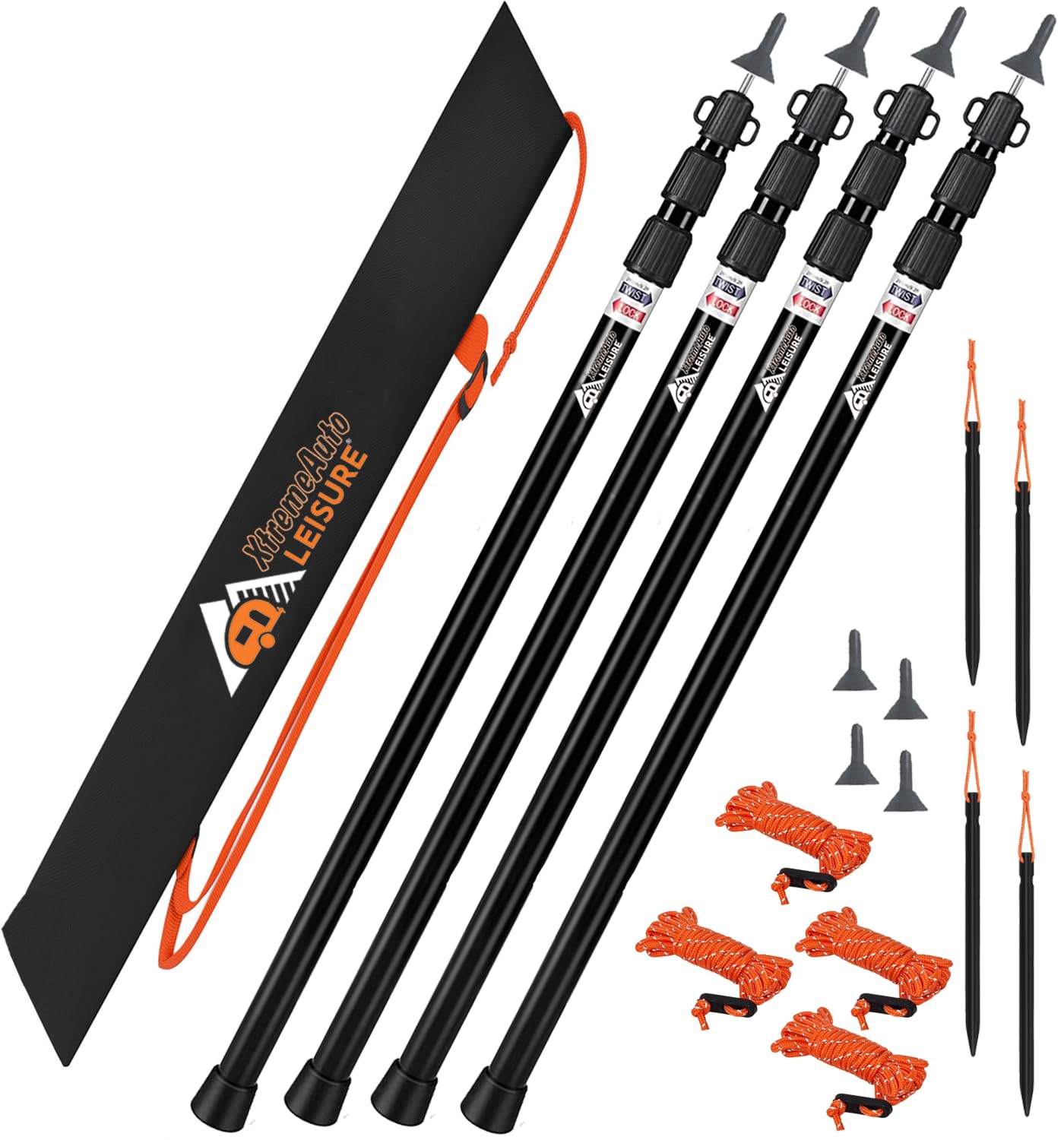 Xtremeauto Poteaux de tente réglables – Poteaux télescopiques en aluminium pour bâche, auvent, abri de camping – Légers et antirouille – 90 cm à 230 cm
