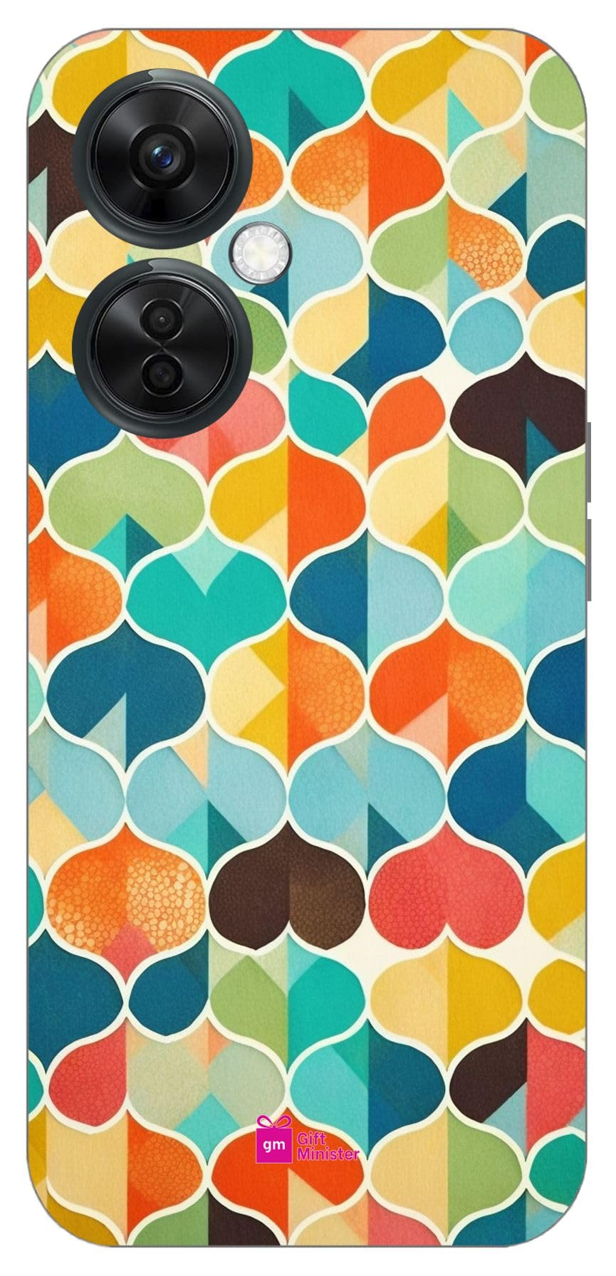 Gift MinisterHard Designer Mobile Case for One Plus Nord Ce3 Lite 5G Back Cover Teal - Japanese Paper Fabric Pattern Bright Summer Cool Shockproof Flexible Protective Dustproof Anti-Slip 1Pcs 1701S