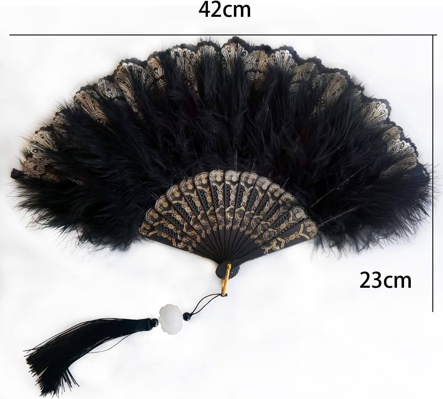 Huralona 1920s Vintage Style Folding Handheld Flapper Feather Hand Fan