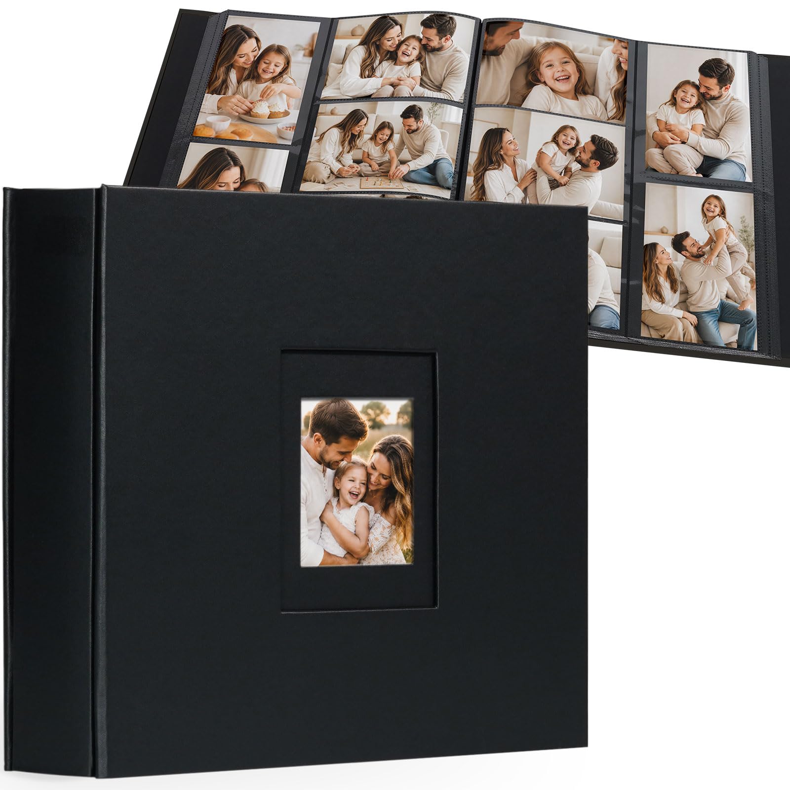 Vienrose 6x4 Photo Album in Black Faux Leather, 1000 Photos