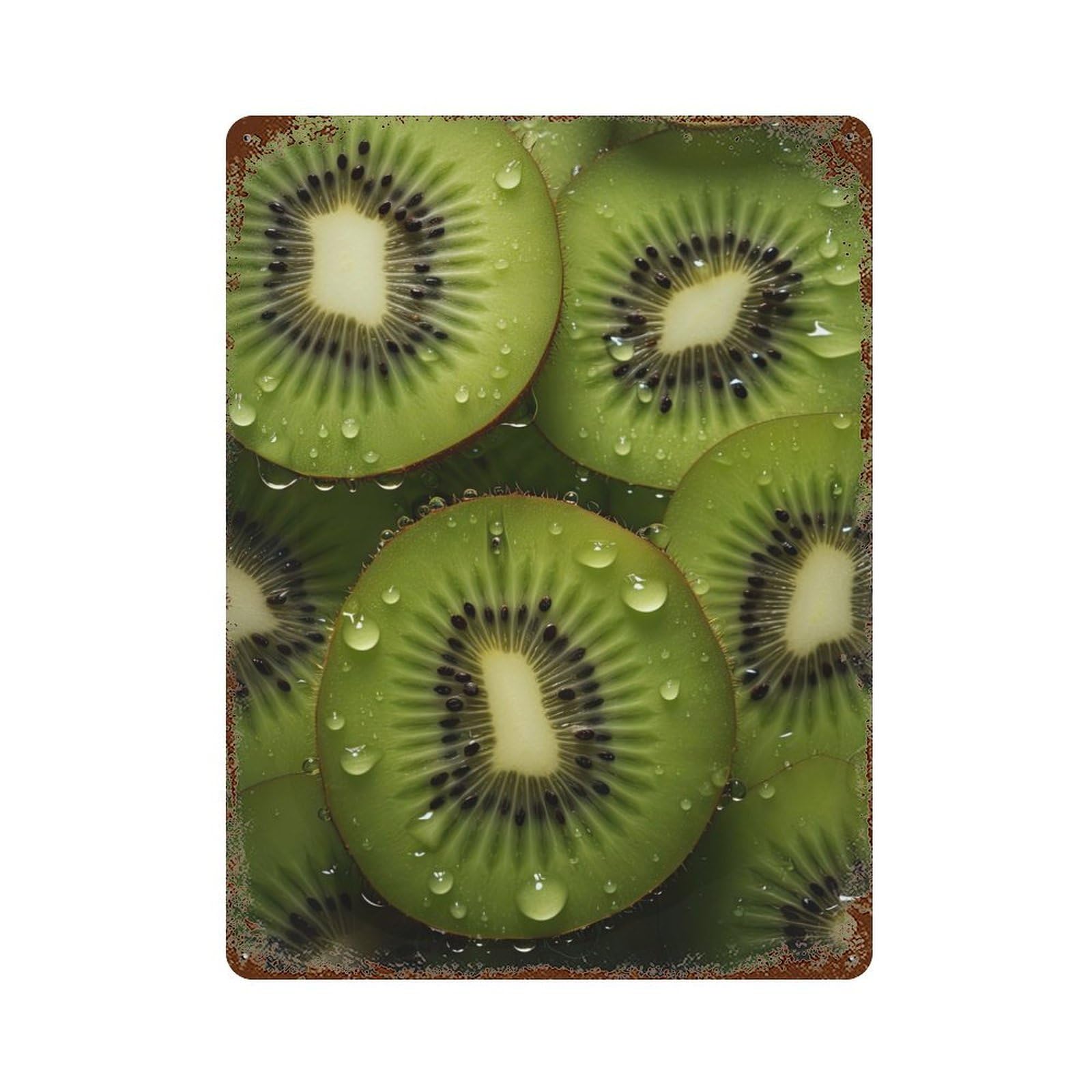 Kiwi 15.7"x11.8" Aged Metal Wall Plaque, Retro Wall Decor for Farmhouse, Kitchen And Entryway Decor