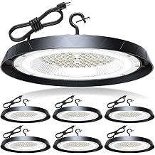 250W UFO High Bay Lights, 60000LM LED Garage Light, 6000K Shop Lights, IP65 Commercial Bay Lighting for Warehouse, Gym, Factory, Garage, Workshop, Barn, 5FT Power Code, Plug & Play 6 Pack