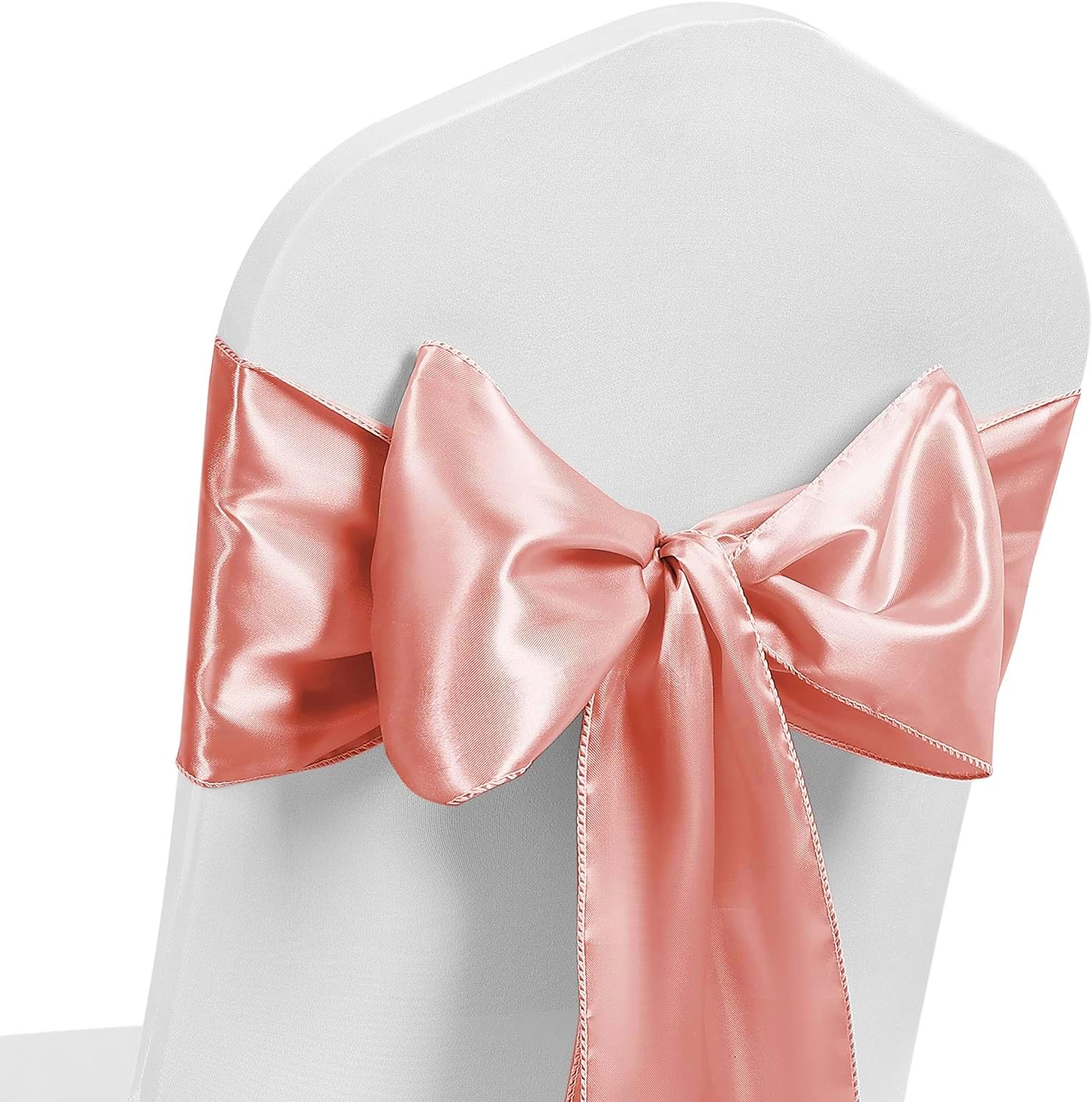 Pack of 10 Satin Chair Sash WIDER FULLER BOWS Chair Sashes Bow Back Tie Ribbon Wedding Banquet Decoration (Dusty Pink)