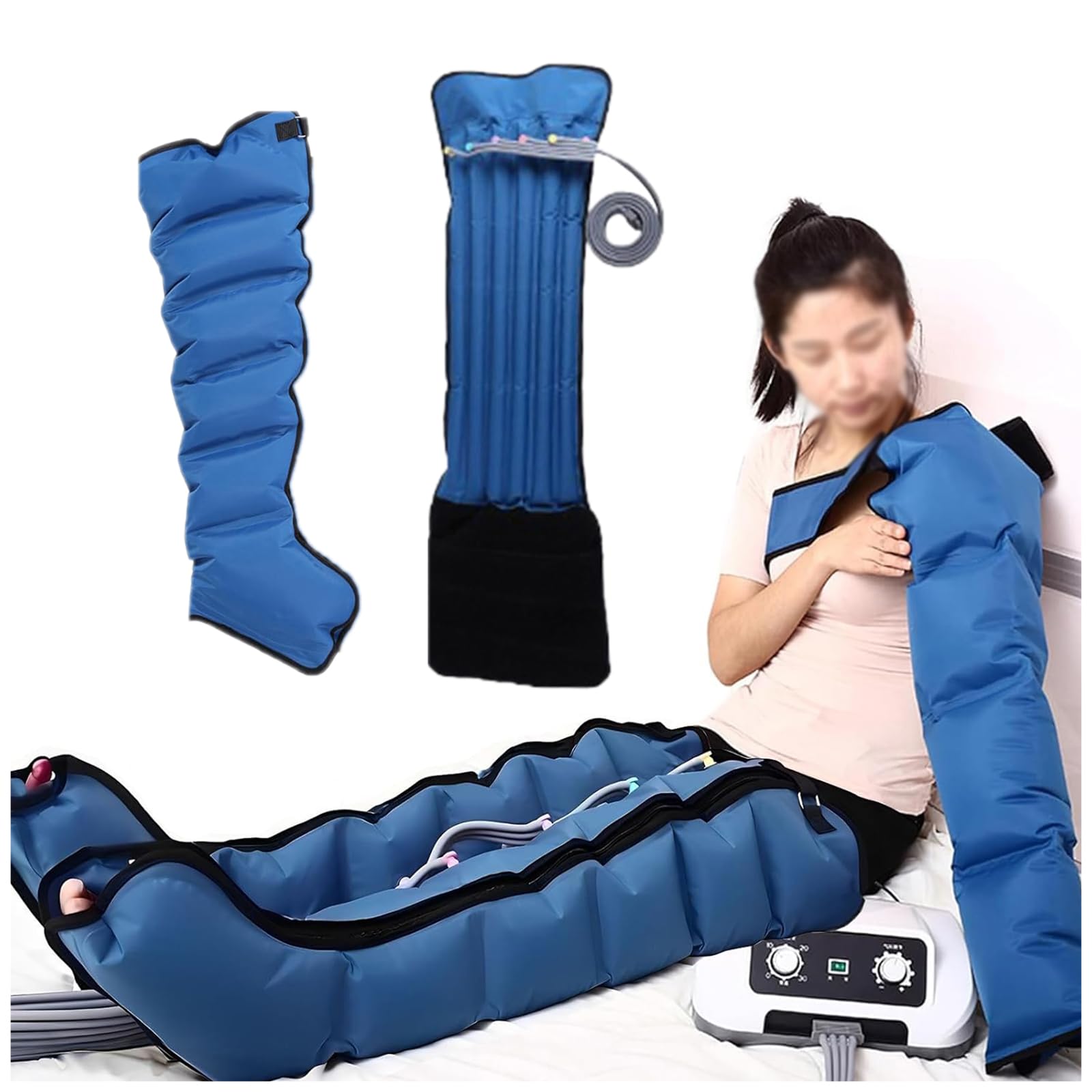 Masajeador eléctrico de piernas con compresión de aire, botas de recuperación, masajeador de cintura y brazo para circulación sanguínea y drenaje linfático, incluye 1 unidad de pierna y cintura