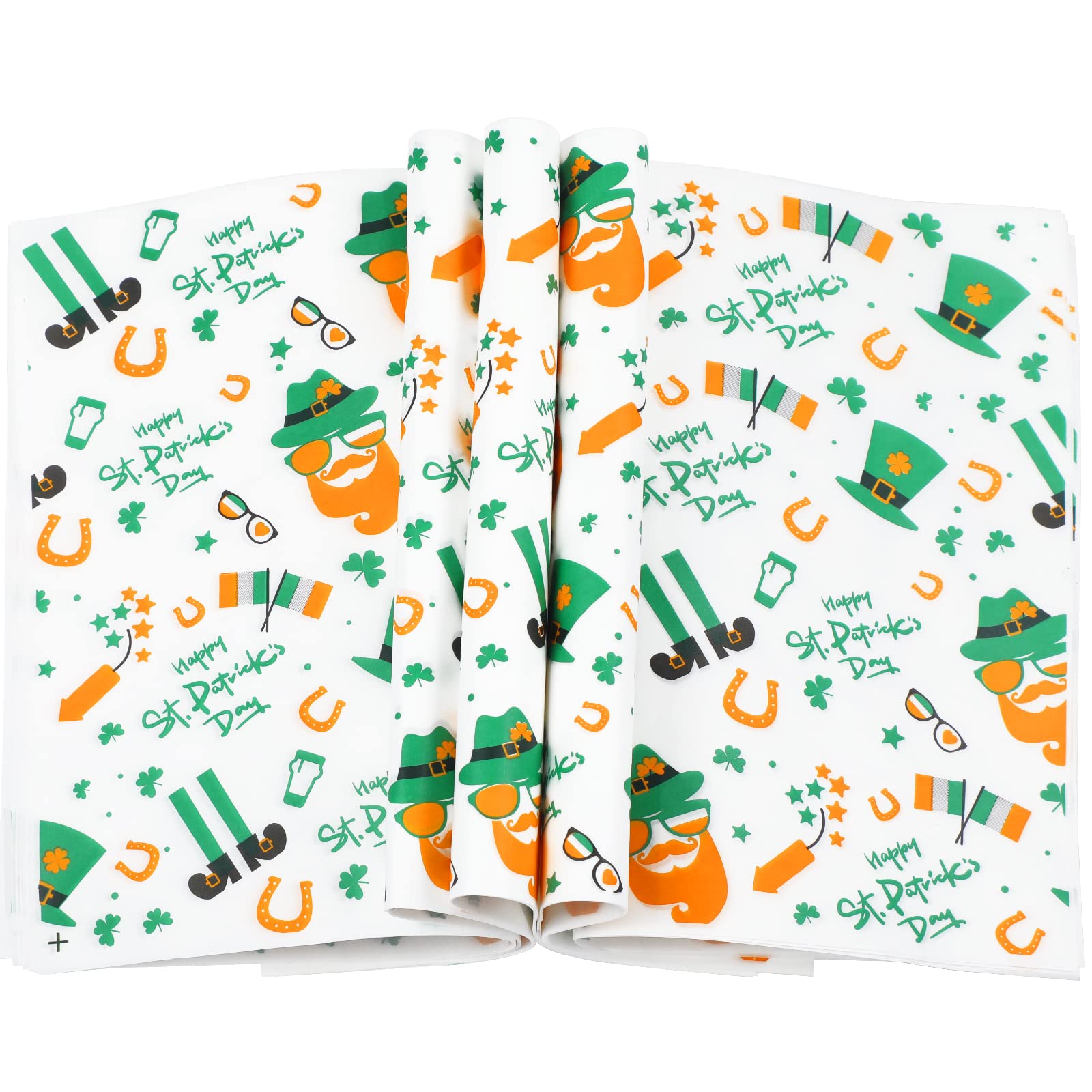 150 Pieces Shamrock Wax Paper Sheets, St. Patrick's Day Deli Sandwich Paper Sheet Wraps Grease Resistant Fast Food Liners Tissue for BBQ Kitchen