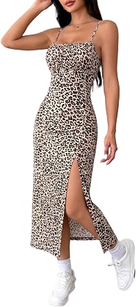 Ulovmi Maxi Dresses for Women Bodycon Sleeveless Backless Slip Dress | Slit Hem,Wedding Guest Cocktail Party , Long Dresses