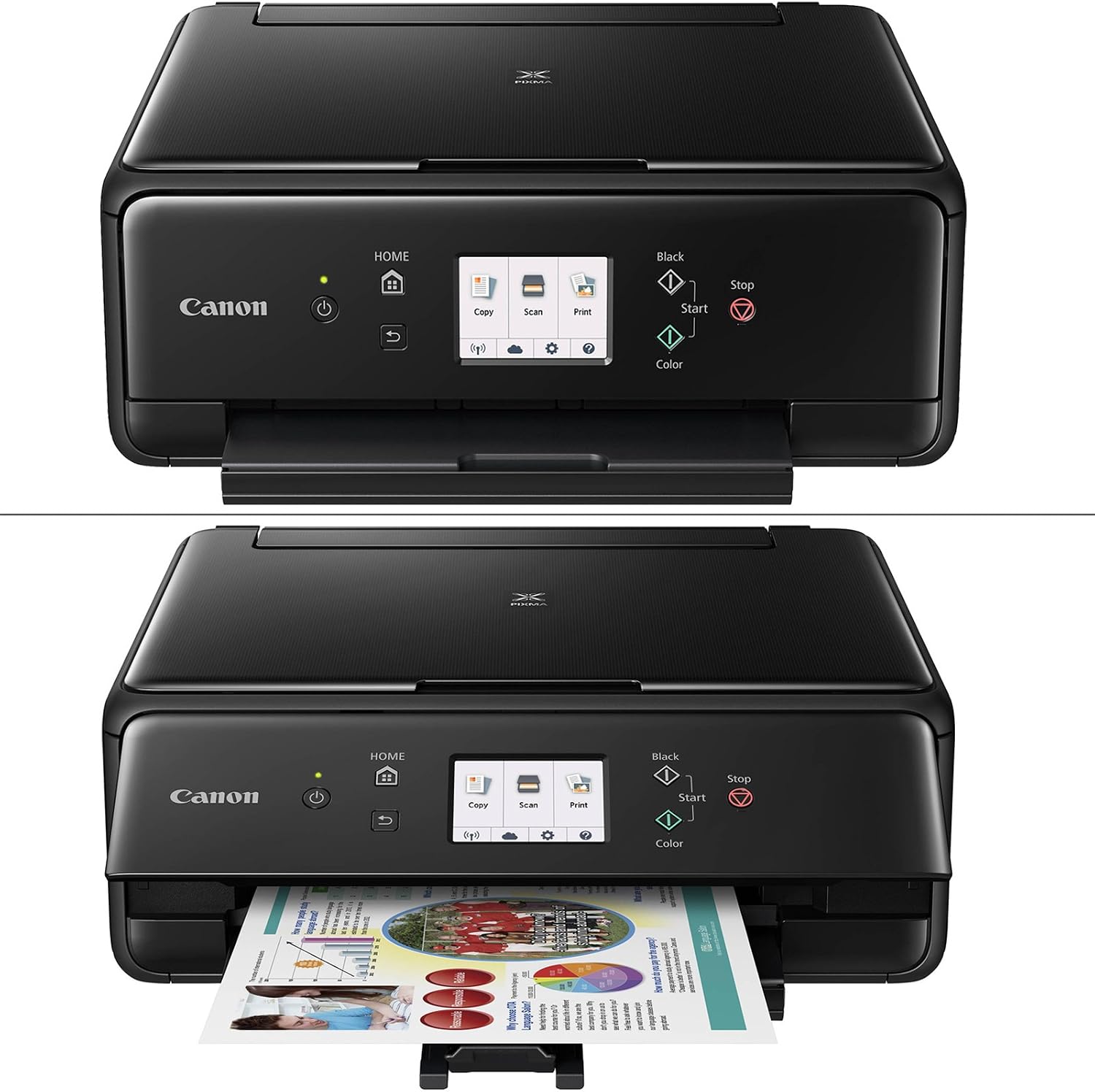 Canon Pixma TS8020 Wireless All-in-One Printer with Scanner, Copier & 4.3" Touch Screen (Black) + Set of Ink Tanks + Photo Paper Sample + USB Printer Cable + HeroFiber Ultra Gentle Cleaning Cloth