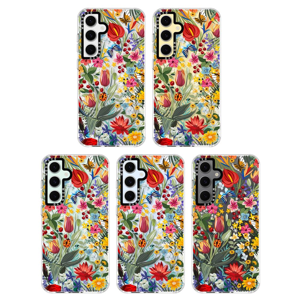 MOSNOVO Case for Samsung Galaxy S24 FE, [Buffertech 6.6ft Military-Grade Drop Protection] [Anti Peel Off Tech] Clear TPU Bumper Phone Case Cover Design - In The Garden — view 3