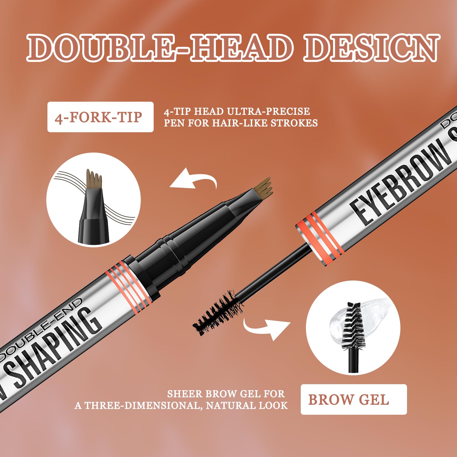 Netinpeater Microblading Augenbrauenstift, Eyebrow Pencil 2-in-1 Dual-Ended Augenbrauenstift (Light brown) - Image 3