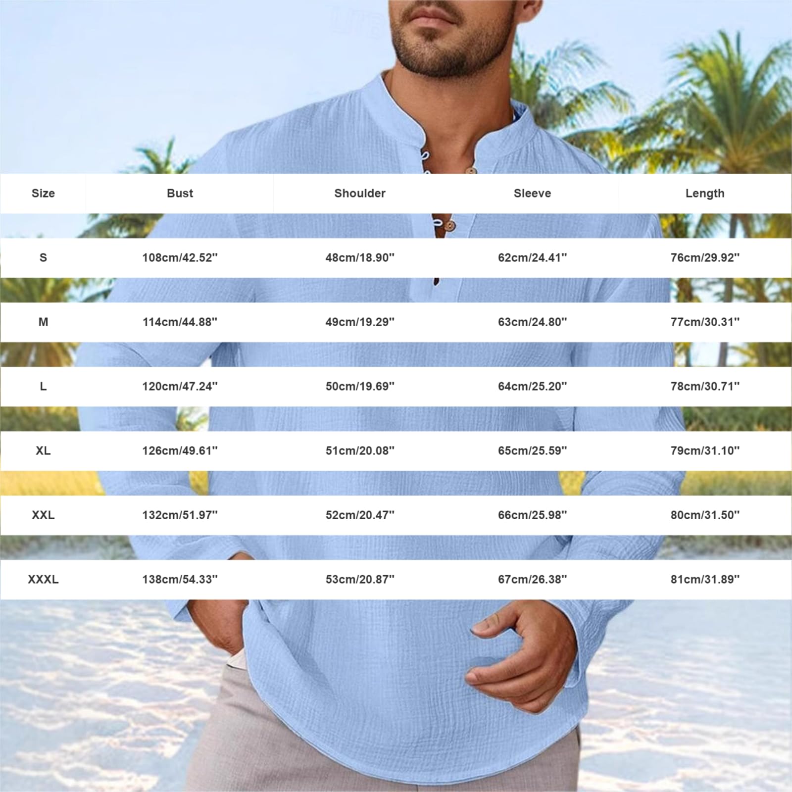 Maglia Henley Uomo Collo A Fascia Maniche Lunghe, Pullover per Vacanze al Mare E Abiti Estivi Casual all Aperto