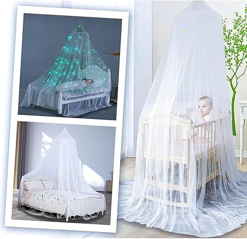 Miniatura 3 de Toldo de red para cama de princesa, cúpula redonda, toldo para cama, mosquitero para niños, blanco, S