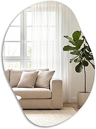SONGMICS Asymmetrischer Spiegel, unregelmäßiger Wandspiegel, blütenblattförmiger Spiegel, 60 x 45 cm, dekorativ, Rahmenlos, für Eingangsbereich, Schlafzimmer, Badezimmer LWM020BD01