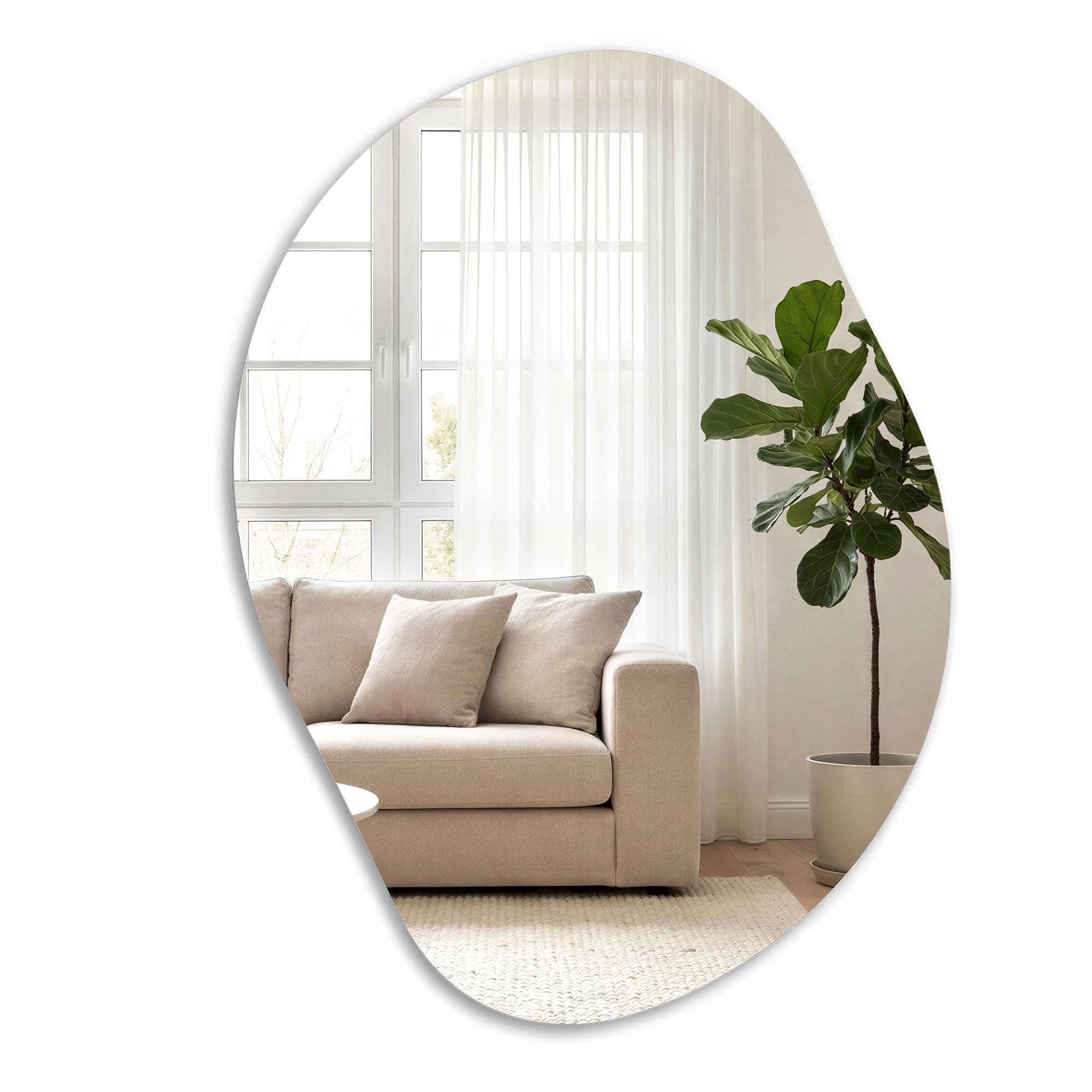 SONGMICS Asymmetrischer Spiegel, unregelmäßiger Wandspiegel, blütenblattförmiger Spiegel, 60 x 45 cm, dekorativ, Rahmenlos, für Eingangsbereich, Schlafzimmer, Badezimmer LWM020BD01