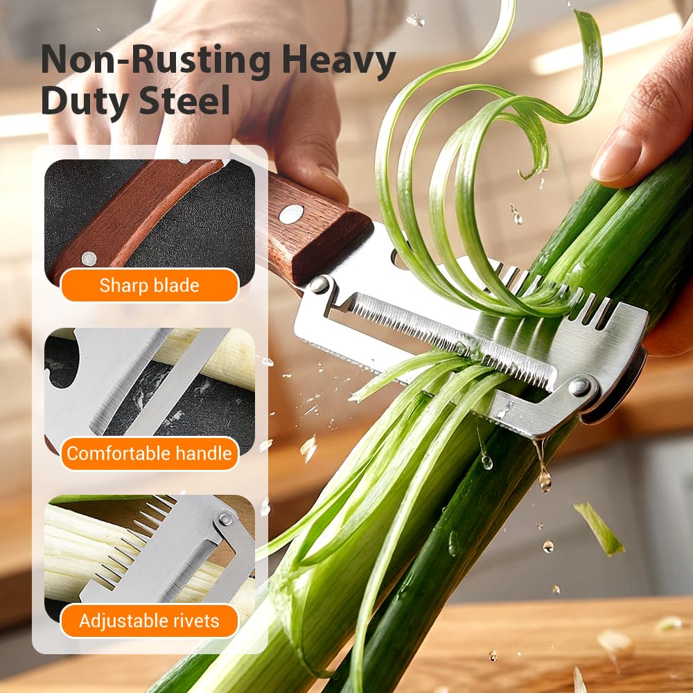 Multifunctional Vegetable Peeler for Kitchen, 2026 New 2 in 1 Stainless Steel Blade with Wooden Handle and Bottle Opener, Ultra-Sharp Kitchen Tool for Fruits and Vegetables (1) - 4