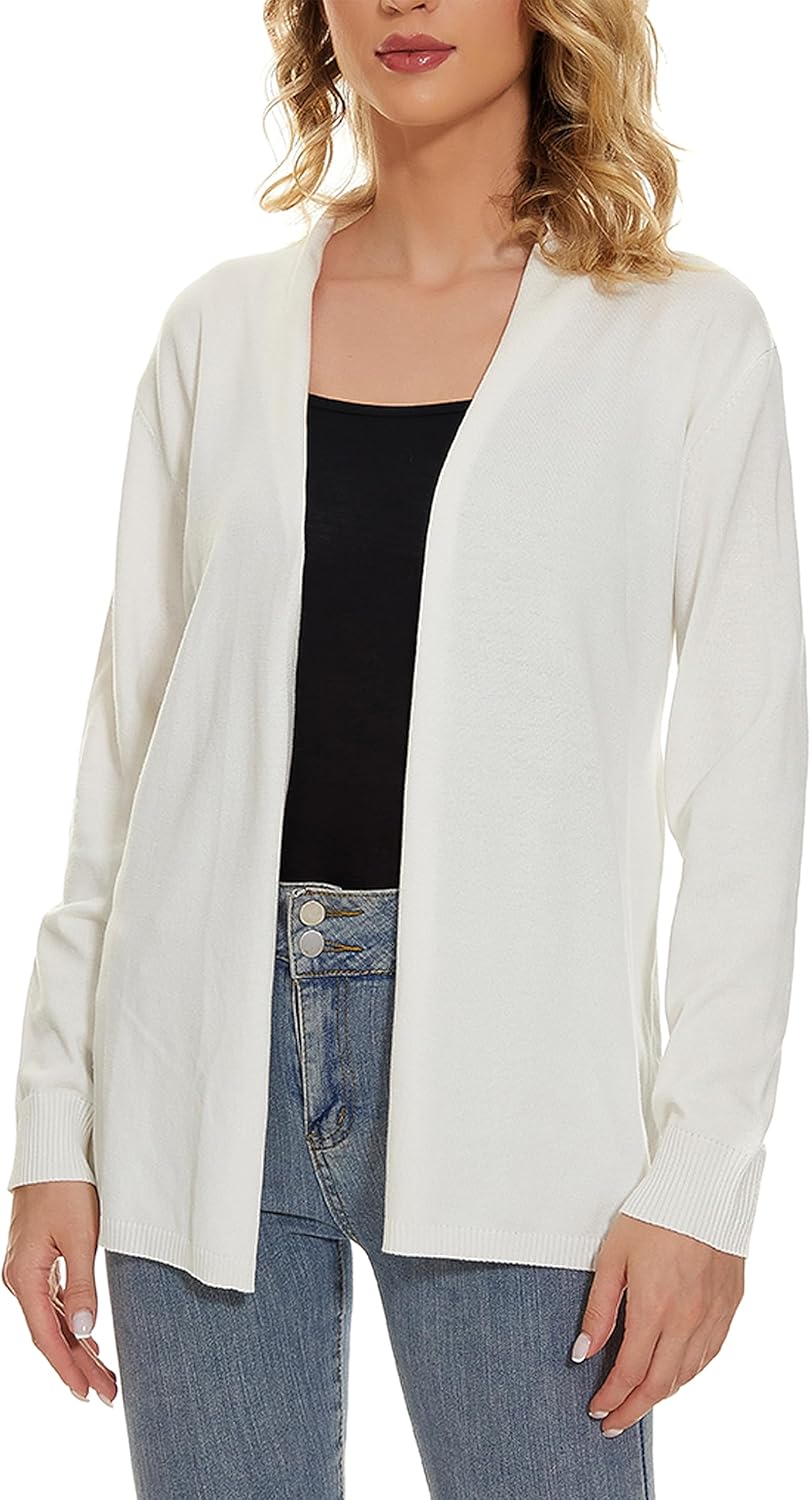 Satuun Women’s Casual Open Front Lightweight Cardigan Long Sleeve Breathable Soft Drape Duster