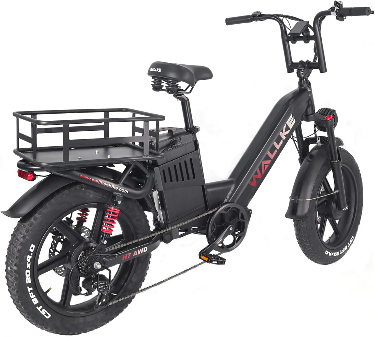 Wallke Rear Bike Basket, Large Rear Removable Bicycle Basket, Metal Cargo Ebike Basket, Heavy Duty Electric Bike Basket for Most Bikes and Electric Bike