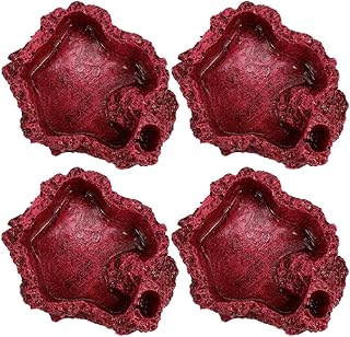 POPETPOP Tigelas De Água Para Comida De Réptil 4 Pçs Prato De Alimentação De Tronco De Resina Bandeja De Alimentação De Terrário Prato De Comida Para Lagarto Dragão Barbudo Tartaruga