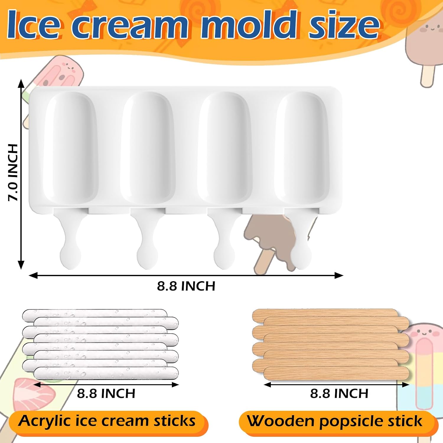 3 Set Cake Pop Mold With Stands, Popsicle Molds, Cakesicle Mold Silicone, Ice Cream Molds with 100 Wrapping Bags, 100 Disposable Wooden Sticks, 12 Reusable Acrylic Sticks (Cakesicle)