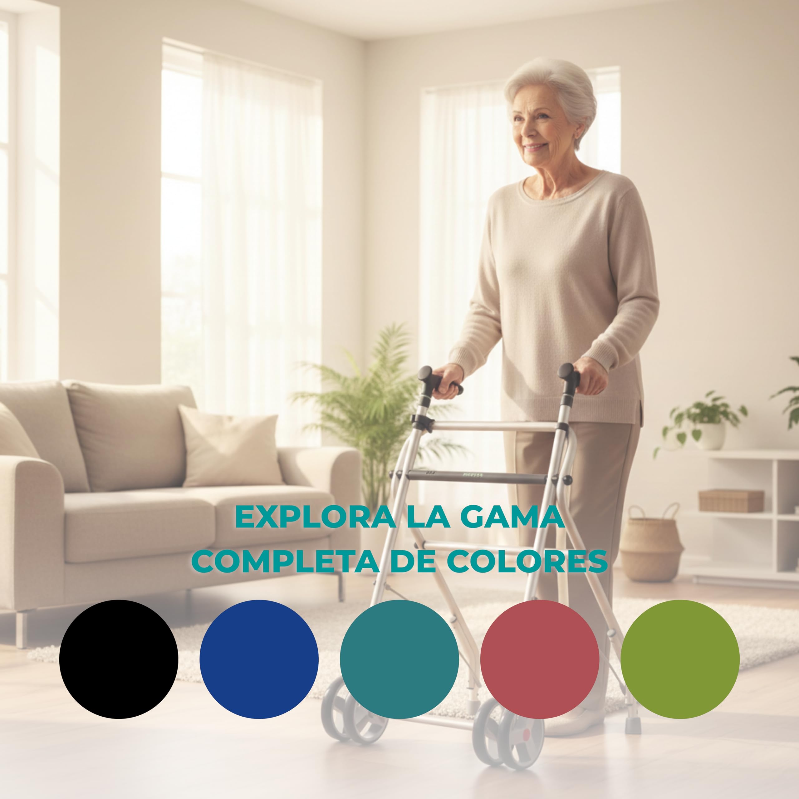 Forta AIR - Andador para Personas Mayores - Andador Plegable y Ligero soporta hasta 100 kg - Regulable en Altura - Andador de Fácil Plegado para Interior - Ruedas Dobles Delanteras (Azul)