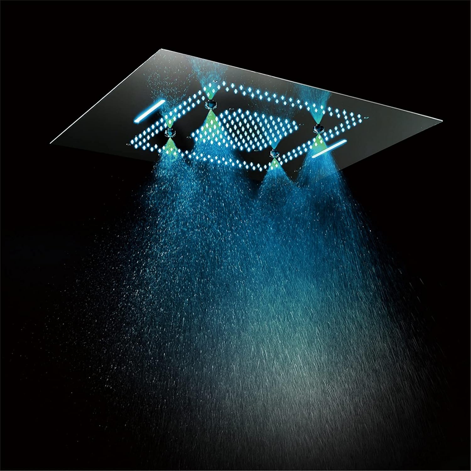 Led Thermostatic Shower Faucet Set, 304 Stainless Steel 60X80Cm Shower Head, Waterfall Rainfall Misty, 3-Function Bathroom Shower Mixer Set Chrome,Phone Control