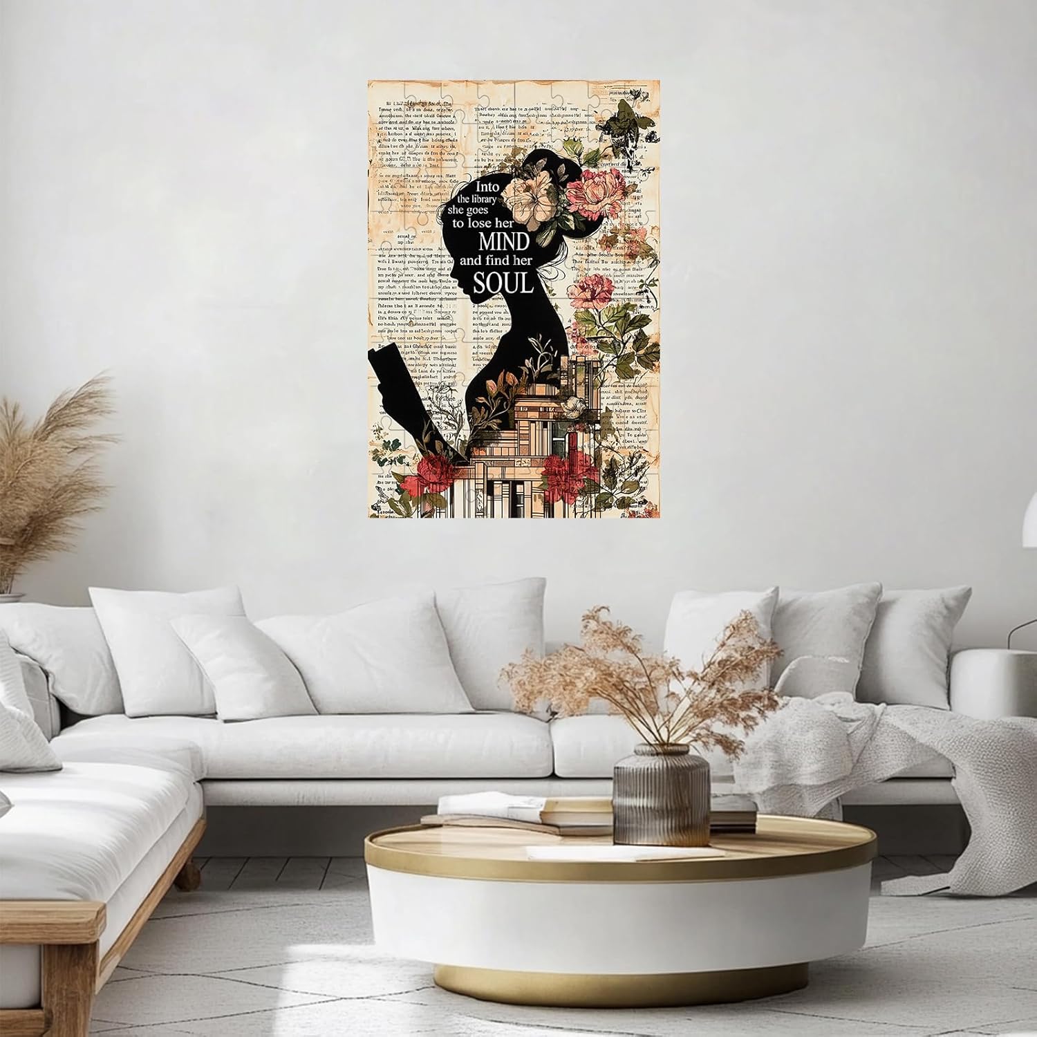 Girl Reading Book Jigsaw Puzzles 1000 Pieces for Adult Kids Into The Library she goes to Lose her Mind and find her Soul Intellectual Decompressing Educational Fun Game Puzzle Collectibles DIY Toys