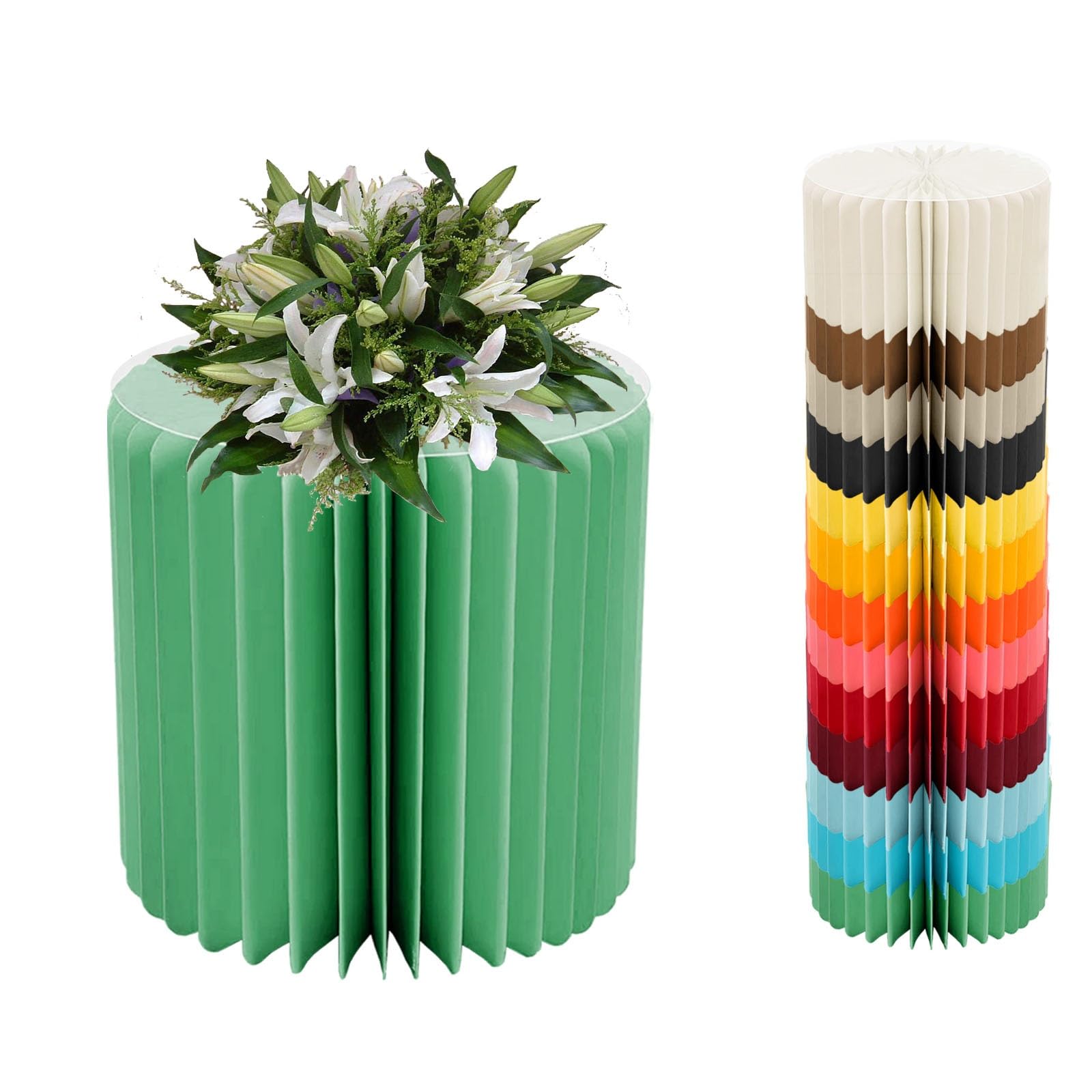 YTBHSHXZ plinth， Foldable Cardboard Cylinder Pedestal Cake Stand Multicolor 20-100cm(Green,H 40cm/15.7in)