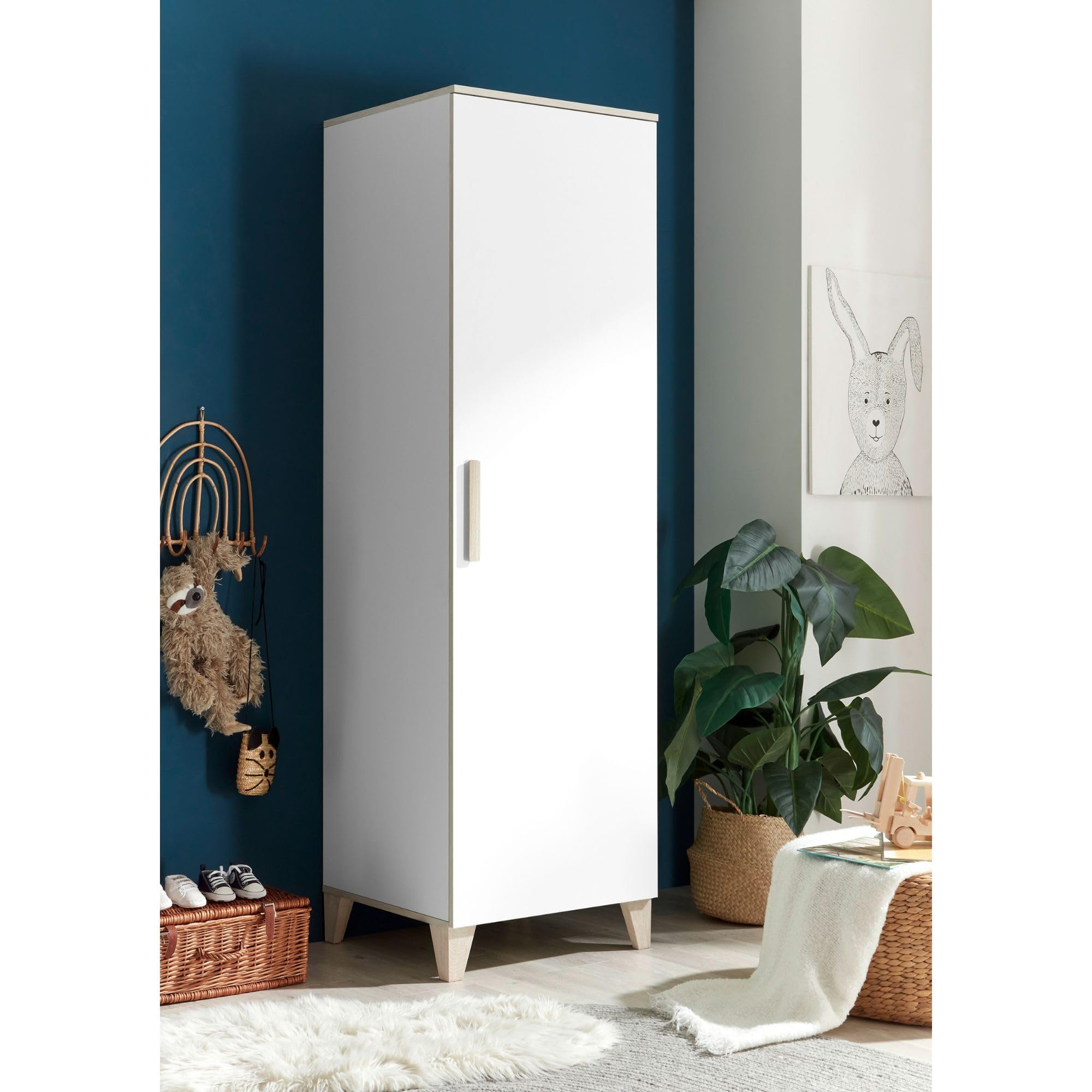 Stella Trading Prizzi-Armario para habitación de bebé (Aspecto, versátil, con Mucho Espacio de Almacenamiento), Color, Madera, Blanco Aurum, Kleiderschrank