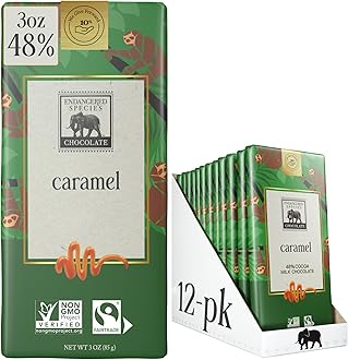 Endangered Species Chocolate Bar 3oz (12 Pack) (Natural 48% Cacao Milk Chocolate w/Caramel)